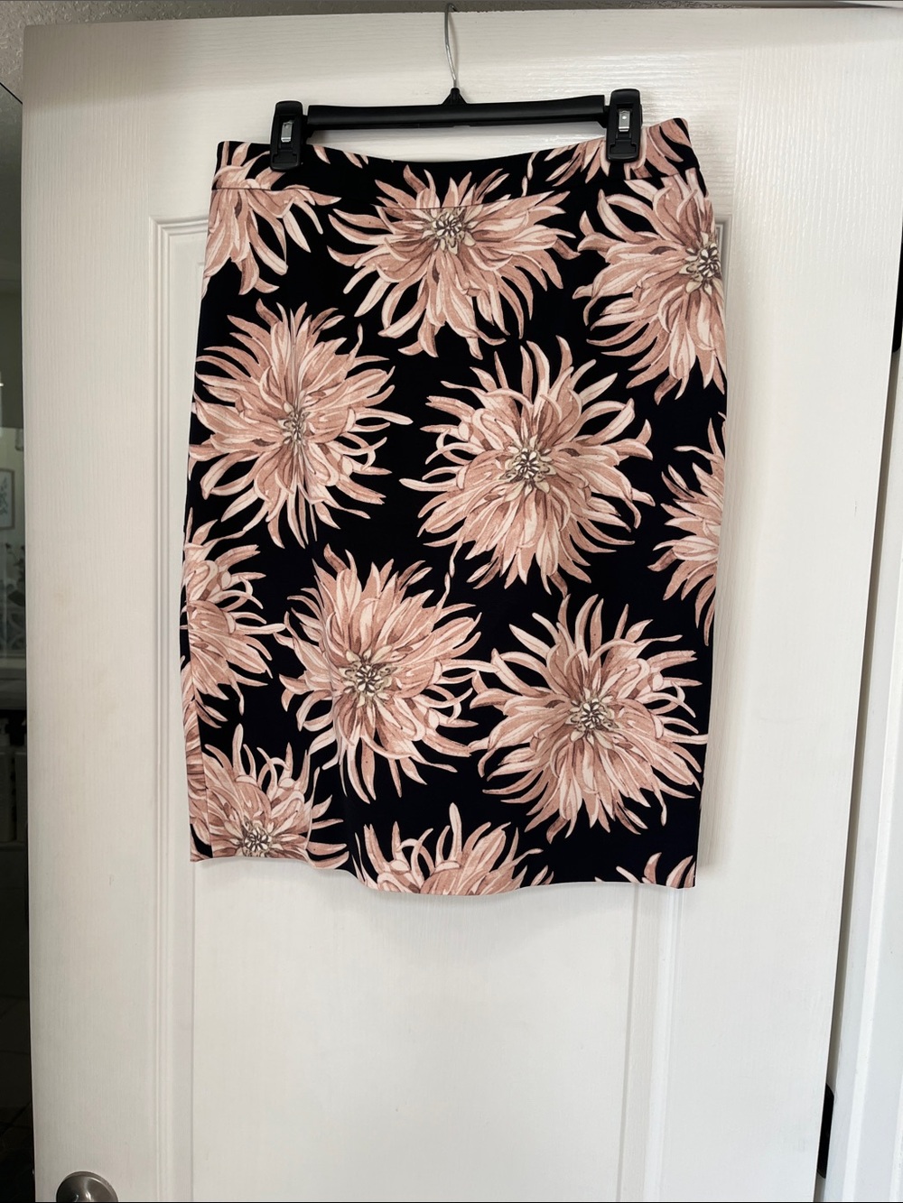 Ann Taylor Floral Pencil Skirt in Blush Pink on Black, NWT, 10